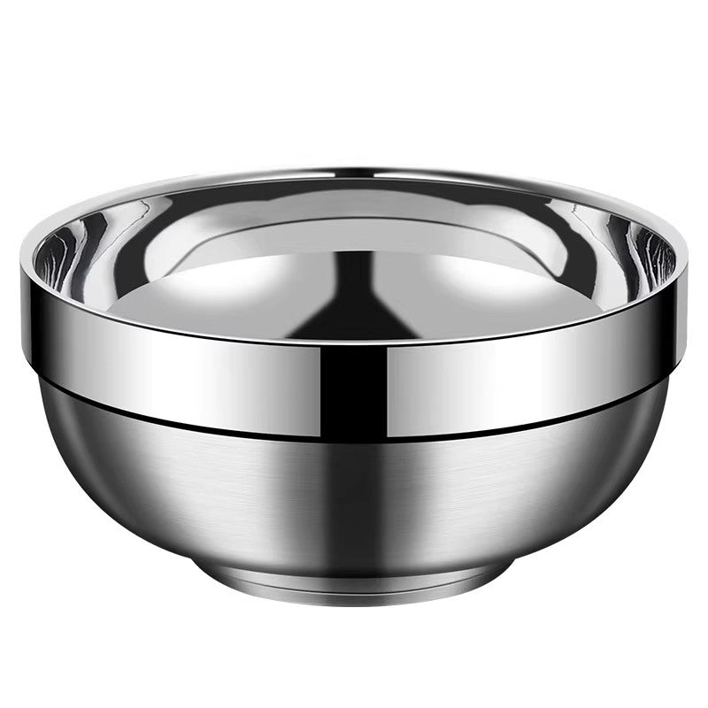 Extra Thick 304 Stainless Steel Platinum Bowl for Home Use, Double-Layer Anti-Scalding and Heat-Insulating Rice Bowl, Soup Bowl for Children, Students, and Adults - image 5