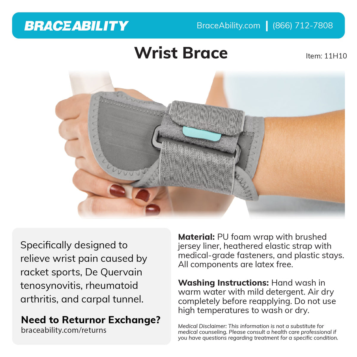 Sports Wrist Support Brace - Tennis and Pickleball Wrist Pain Relief for Tendonitis, Sprains, and Arthritis