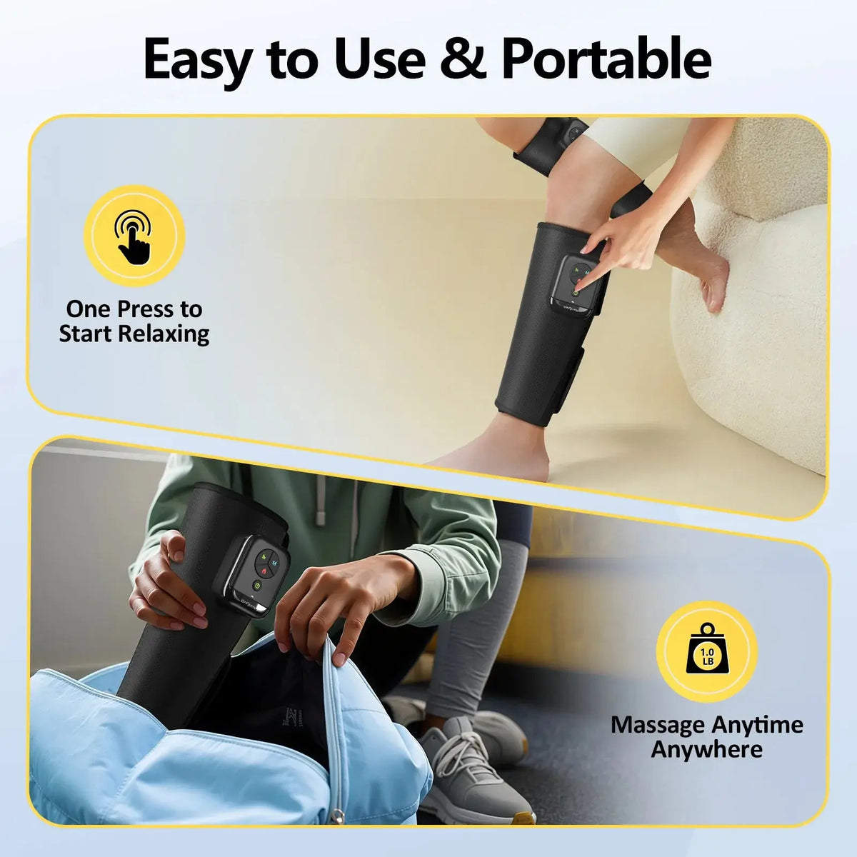 Portable Air Compression Calf Massager with Heat, 2Pack