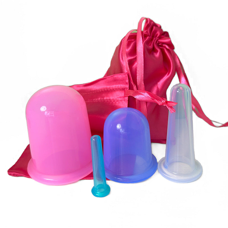 Moisture-Absorbing Cupping Device, Transparent Negative Pressure Massage Cup, Silicone Health Cup, 4-Piece Set, Silk Cloth Bag Packaging, Physiotherapy Meridian - image 5