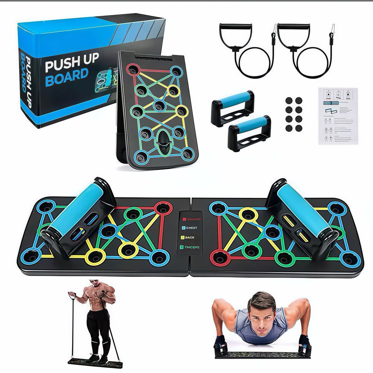 Push-Up Board Trainer for Home Use, Abdominal Muscle Exercise Folding Stand Board, Indoor Training Pull Rope Exercise Fitness Stand - image 5