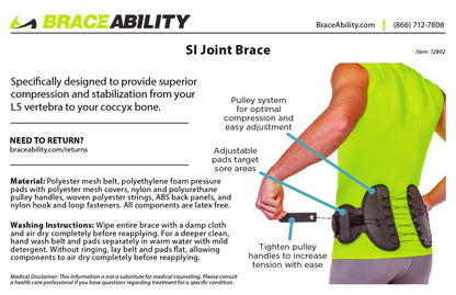 SI Joint Belt | Sacroiliac Dysfunction Treatment & Tailbone or Coccyx Pain Relief Compression Brace