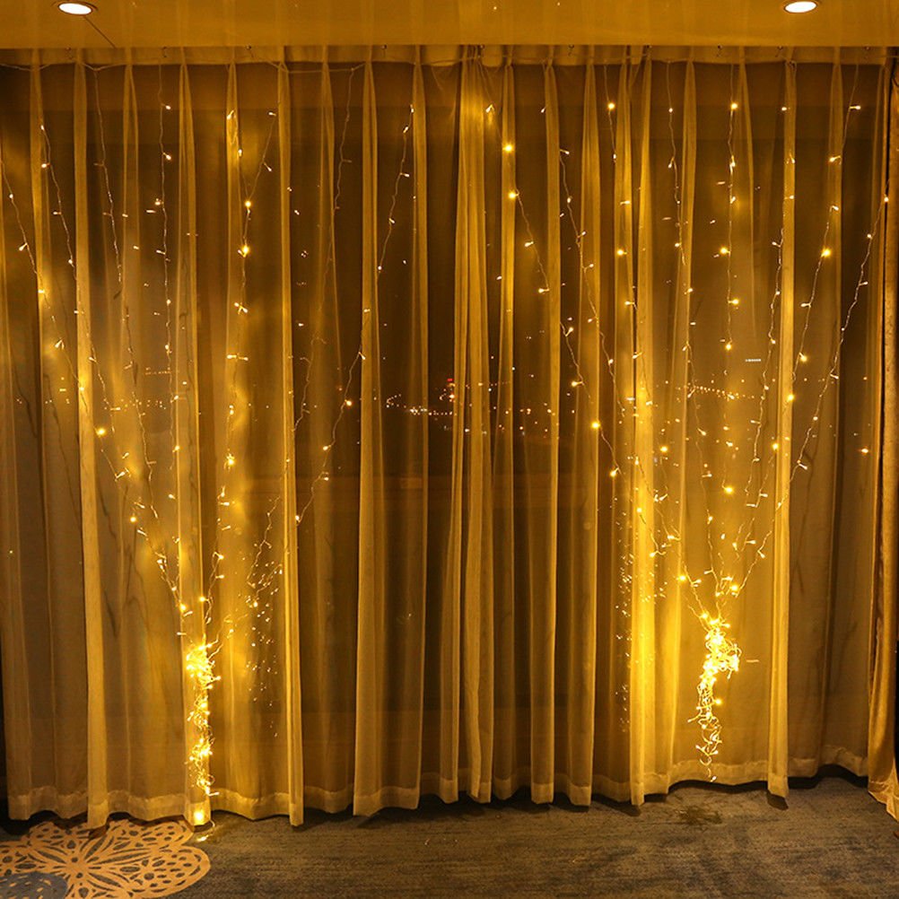 10 FT Wedding Curtain Fairy String LED Lights – Warm White, 8 Modes Decorative Lights WEDLF