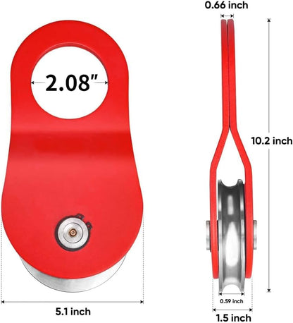 10 Ton Heavy-Duty Recovery Winch Snatch Block 22,000 lb Off-Road Towing Pulley for Truck, ATV, UTV & Tractor SB2210