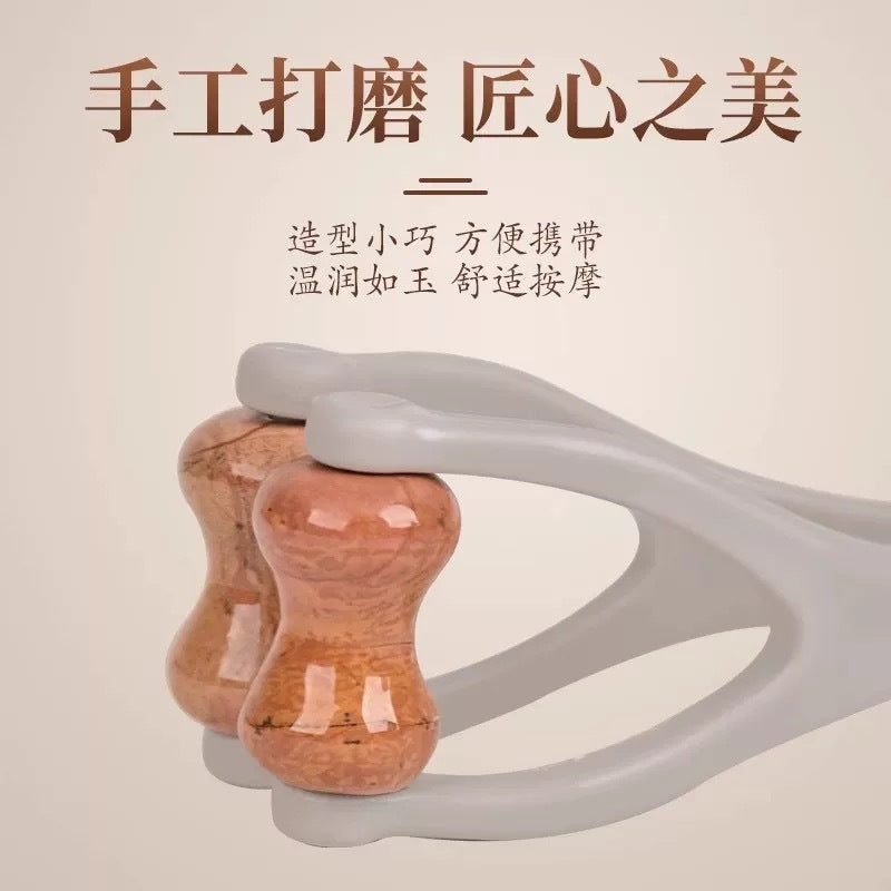 Imitation Alum Stone Finger Massager with Solid Wood Roller for Massaging Hand Joints and Meridians, Finger Scraping Tool, Massage Device - image 3