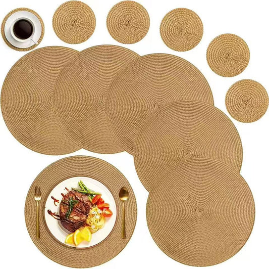 Cross-Border Amazon Round Coaster, Heat-Insulating Table Mat for Bowls and Chopsticks, Imitation Woven, Easy to Care For, Water-Absorbent, Non-Slip Mat - image 1