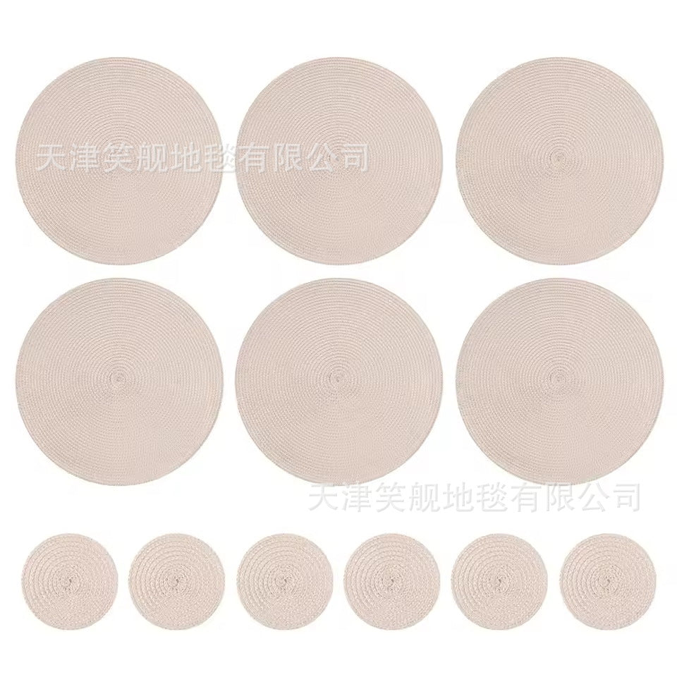Cross-Border Amazon Round Coaster, Heat-Insulating Table Mat for Bowls and Chopsticks, Imitation Woven, Easy to Care For, Water-Absorbent, Non-Slip Mat - image 2