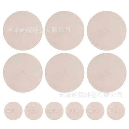 Cross-Border Amazon Round Coaster, Heat-Insulating Table Mat for Bowls and Chopsticks, Imitation Woven, Easy to Care For, Water-Absorbent, Non-Slip Mat - image 2