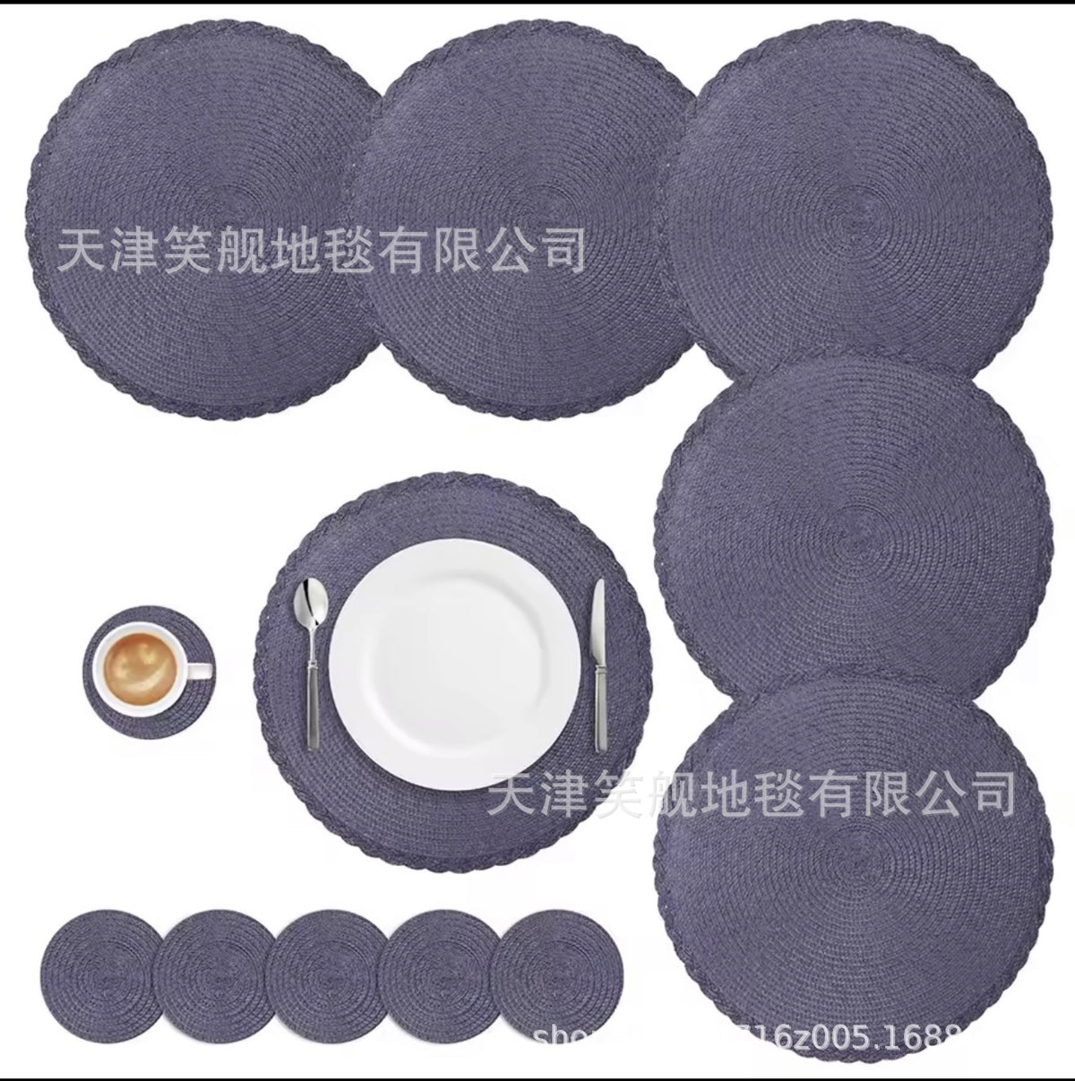 Cross-Border Amazon Round Coaster, Heat-Insulating Table Mat for Bowls and Chopsticks, Imitation Woven, Easy to Care For, Water-Absorbent, Non-Slip Mat - image 4