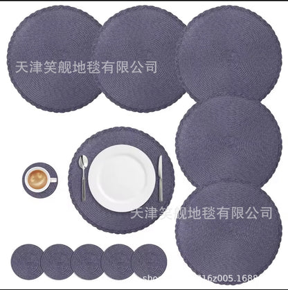 Cross-Border Amazon Round Coaster, Heat-Insulating Table Mat for Bowls and Chopsticks, Imitation Woven, Easy to Care For, Water-Absorbent, Non-Slip Mat - image 4