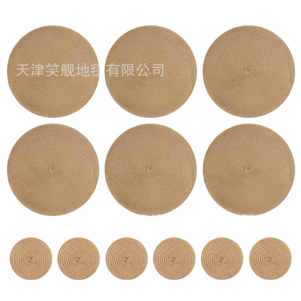 Cross-Border Amazon Round Coaster, Heat-Insulating Table Mat for Bowls and Chopsticks, Imitation Woven, Easy to Care For, Water-Absorbent, Non-Slip Mat - image 5