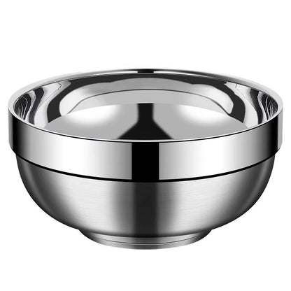 Extra Thick 304 Stainless Steel Platinum Bowl for Home Use, Double-Layer Anti-Scalding and Heat-Insulating Rice Bowl, Soup Bowl for Children, Students, and Adults - image 5
