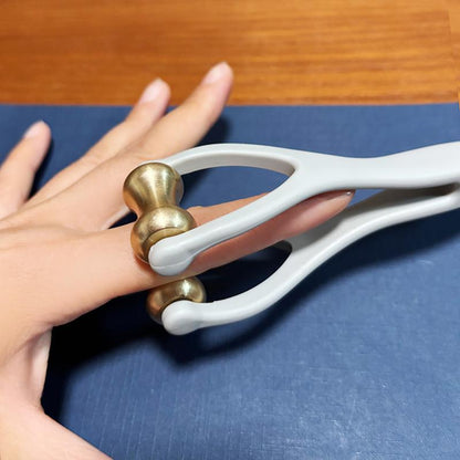 Brass Bianstone Finger Massager Hand Joint Acupoint Scraping Roller Magic Tool for Slimming and Shaping, Multi-Functional Meridian Massager - image 3