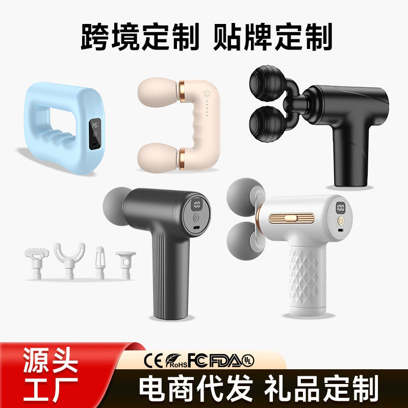 Double-Head Fascia Gun Muscle Relaxation Massager Smart Mini Vibration Impact Gun Portable Digital Display Wireless Massage Gun - image 1