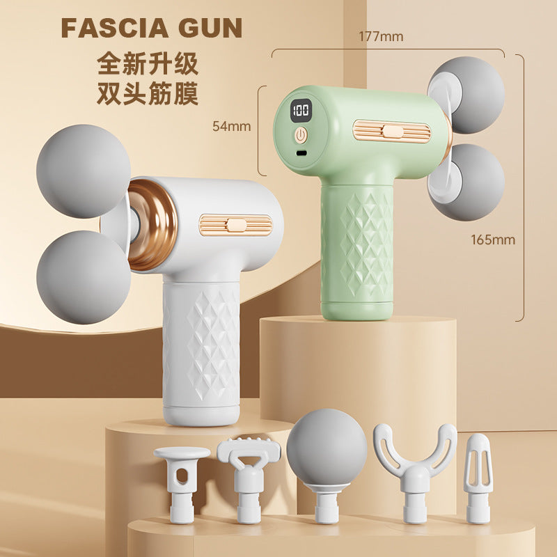Double-Head Fascia Gun Muscle Relaxation Massager Smart Mini Vibration Impact Gun Portable Digital Display Wireless Massage Gun - image 3