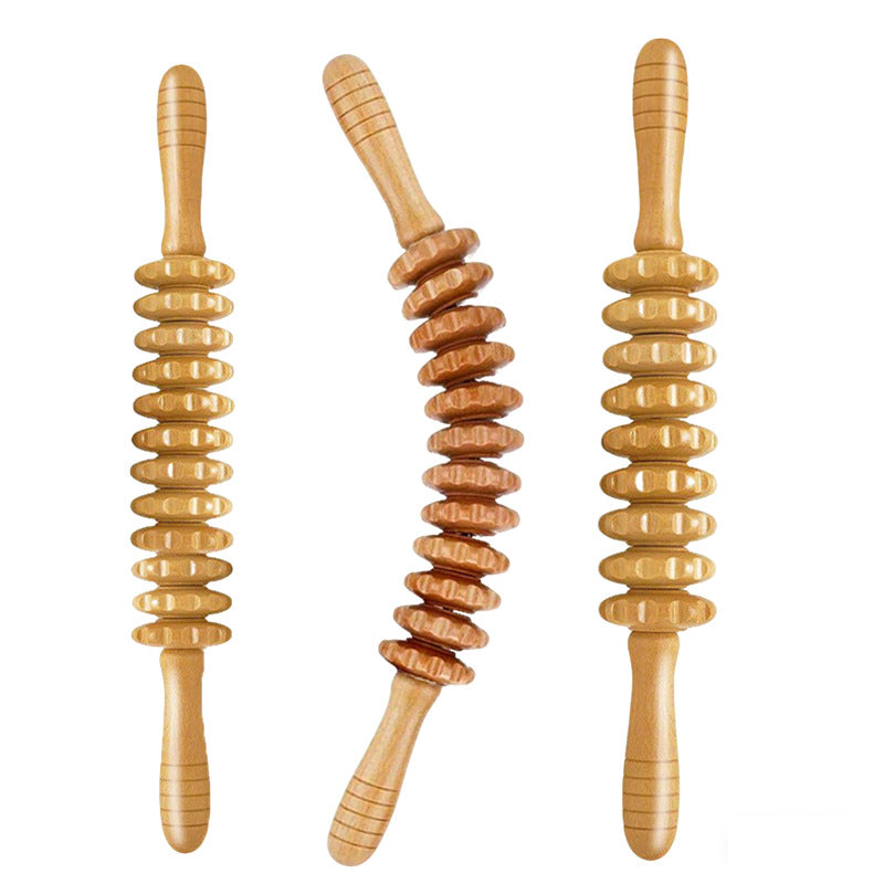 Solid Wood Massage Roller Wolf Tooth Stick Massager for Back, Waist, Neck, and Legs, Handheld Fascia Rolling Tool - image 5