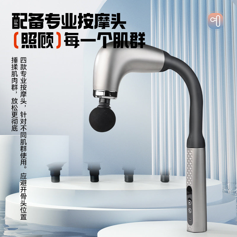 U-Shaped Curved Hook Fascia Gun Electric Massager Silent Muscle Relaxation Fitness Extended Back Massager with Lcd Multi-Speed Wholesale - image 1