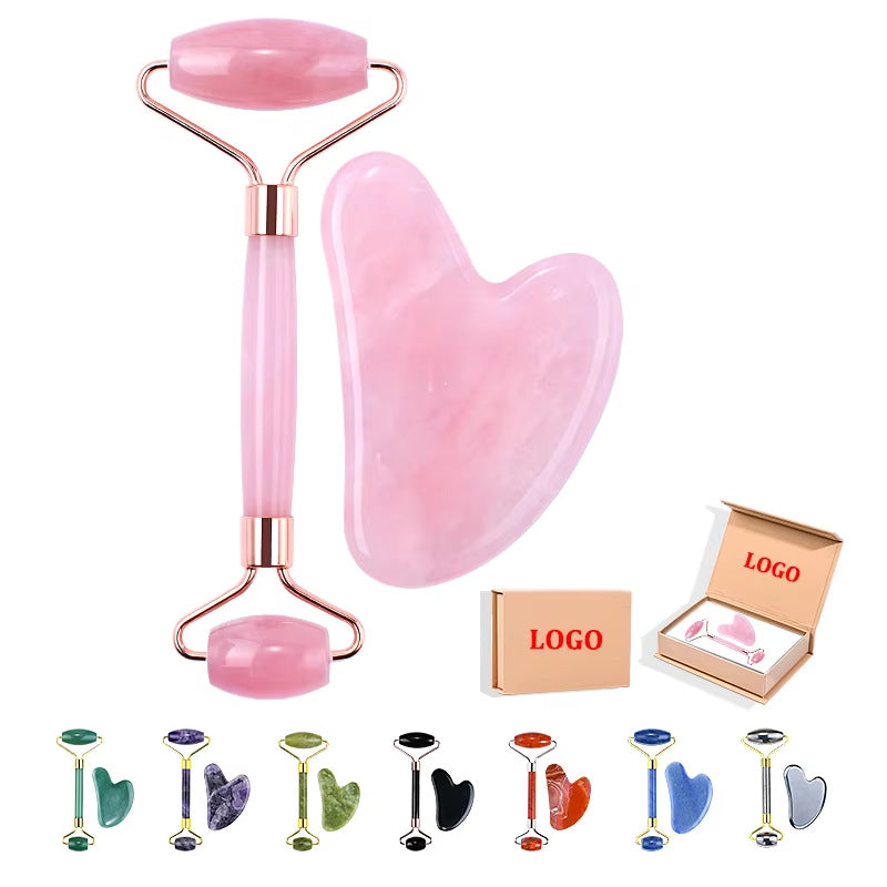 Amazon's Best-Selling Pink Crystal Jade Double-Headed Roller Massager, Heart-Shaped Scraper, Special Massage and Gua Sha Tool, in Stock from the Manufacturer - image 2