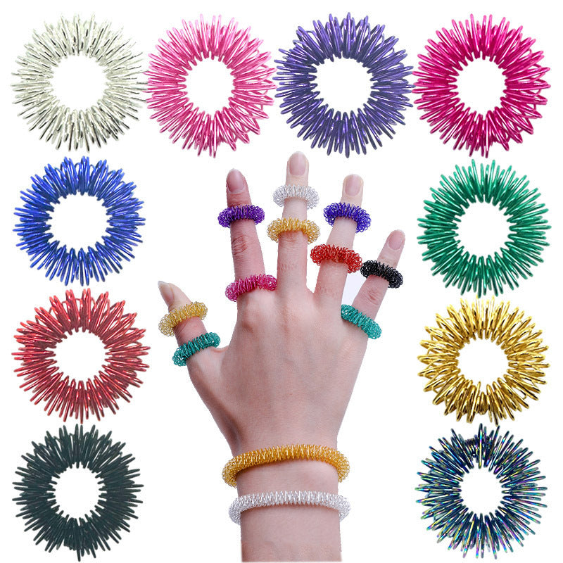 Mini Spring Decompression Finger Massage Ring Finger Massager Mini Spring Stress Relief Finger Ring Massage Circle - image 1