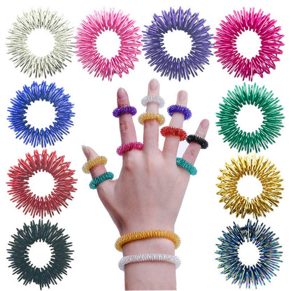 Mini Spring Decompression Finger Massage Ring Finger Massager Mini Spring Stress Relief Finger Ring Massage Circle - image 1