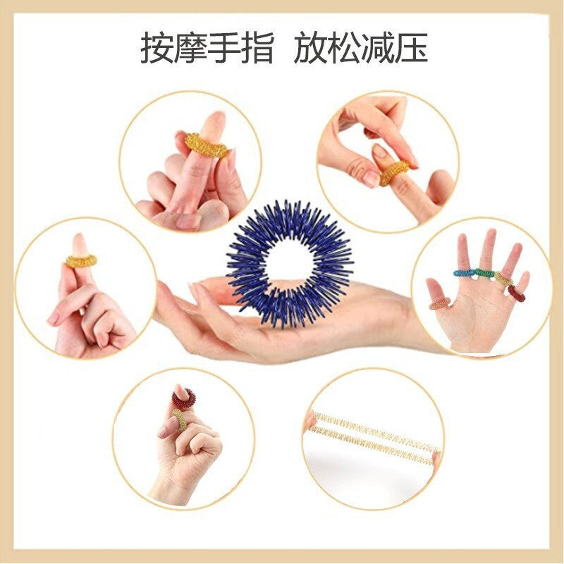 Mini Spring Decompression Finger Massage Ring Finger Massager Mini Spring Stress Relief Finger Ring Massage Circle - image 3