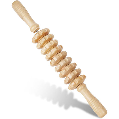 Wooden nine-wheel massage stick, roller yoga stick, spiky stick, solid wood meridian back roller, back massager, fitness equipment - image 5
