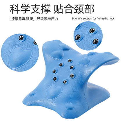 C-shaped cervical massage pillow for shoulder and neck acupressure and stretching, designed to correct neck curvature and straighten the cervical curve - image 1