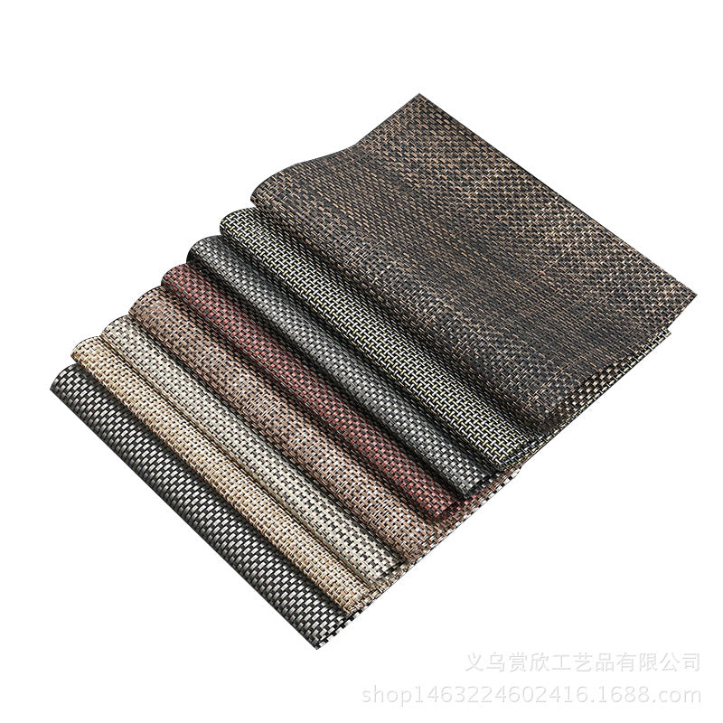 PVC woven placemats, heat-insulating and non-slip tea mats, can be cut to size, suitable for Western dining tables, home use, rectangular, solid color - image 1
