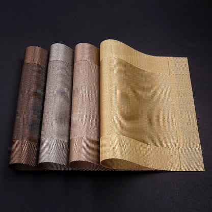 PVC woven placemats, heat-insulating and non-slip tea mats, can be cut to size, suitable for Western dining tables, home use, rectangular, solid color - image 3