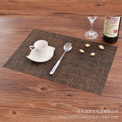 PVC woven placemats, heat-insulating and non-slip tea mats, can be cut to size, suitable for Western dining tables, home use, rectangular, solid color - image 4