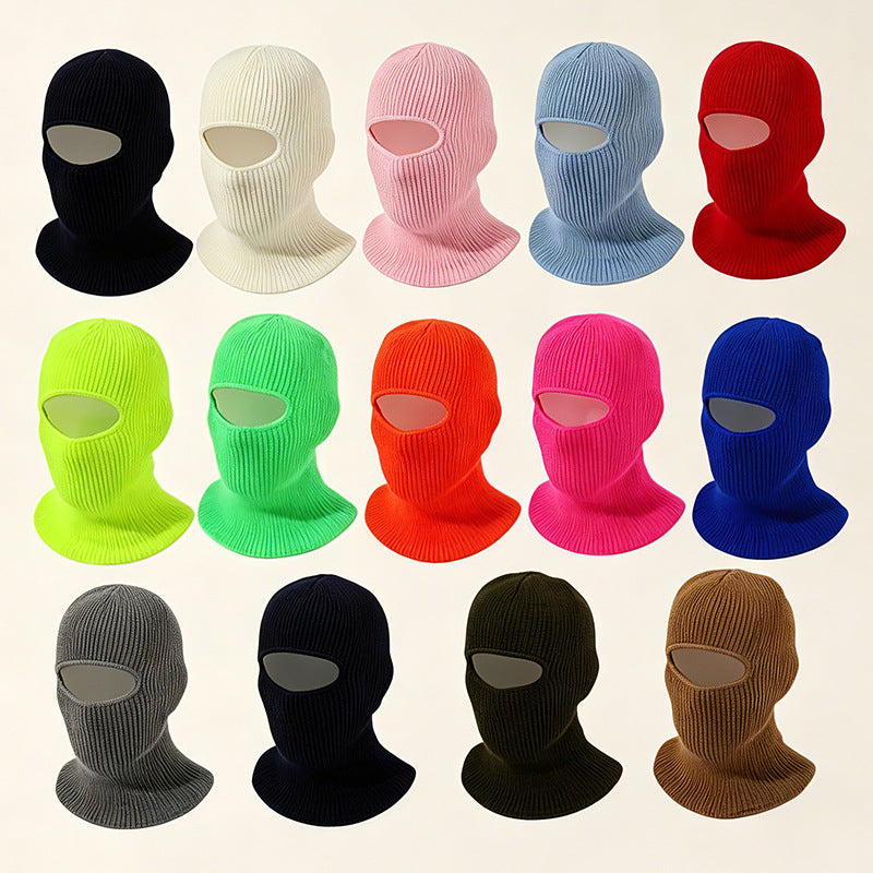 Cross-border knitted hat, autumn and winter men's outdoor face-covering woolen hat, unisex cycling neck warmer integrated pullover hat in stock - image 1