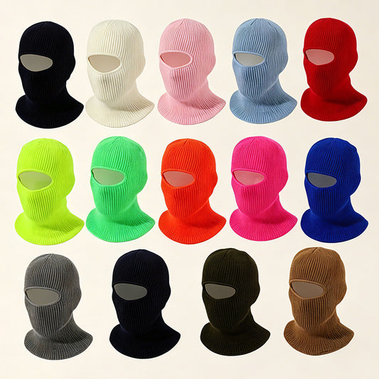 Cross-border knitted hat, autumn and winter men's outdoor face-covering woolen hat, unisex cycling neck warmer integrated pullover hat in stock - image 1