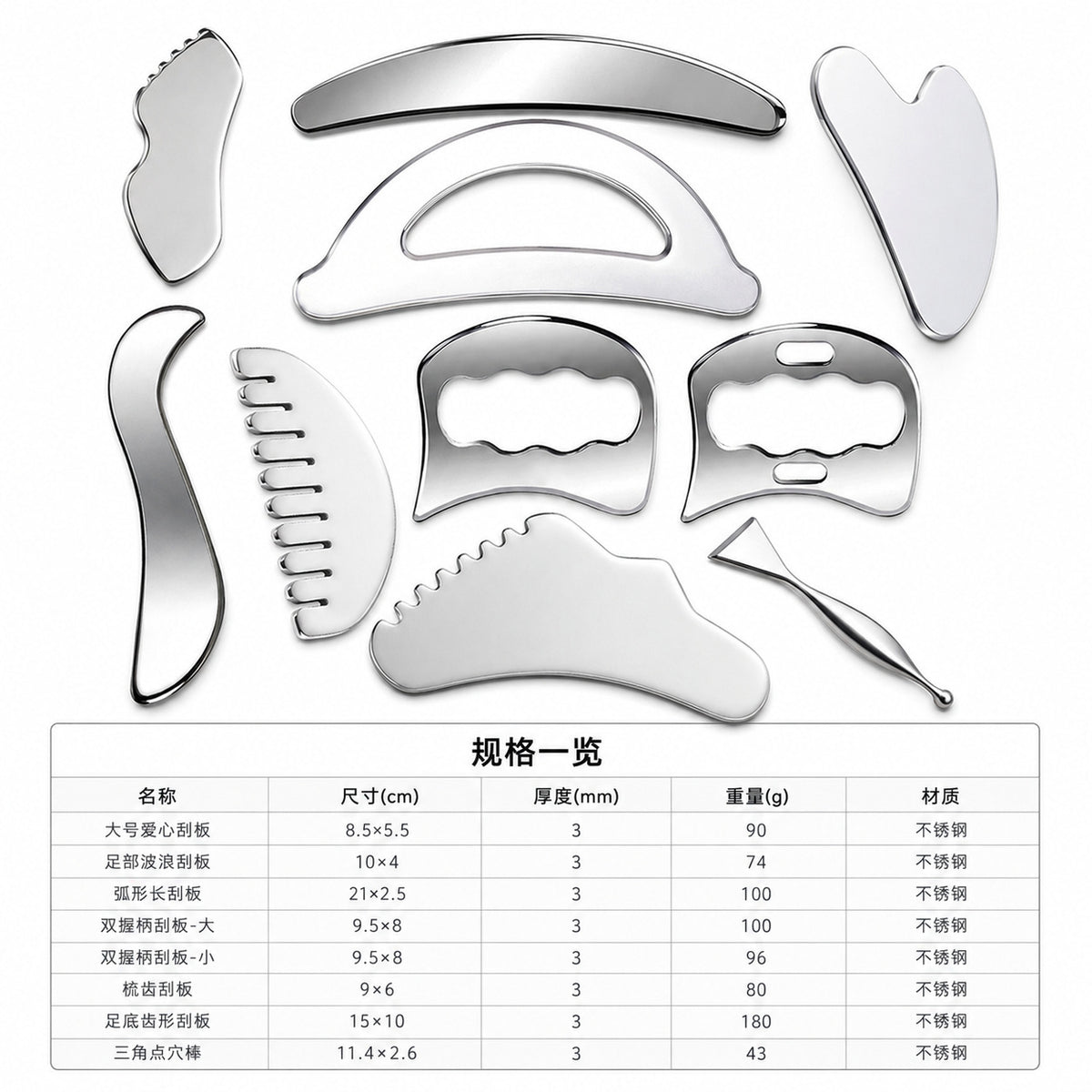 Stainless Steel Fascia Knife Scraping Tool Shoulder and Neck Muscle Relaxation Fascia Knife Roller Scraping Board Whole Body Massage Wholesale - image 4