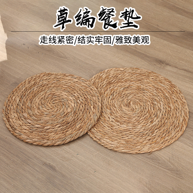 Hand-woven straw placemats, table mats, casserole mats, tea tray heat-insulating mats, floor mats, non-slip tableware mats wholesale - image 3