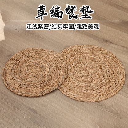 Hand-woven straw placemats, table mats, casserole mats, tea tray heat-insulating mats, floor mats, non-slip tableware mats wholesale - image 3