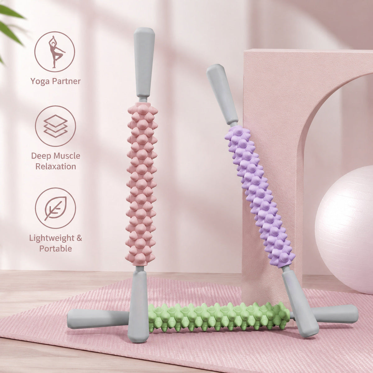 Foam Roller for Muscle Relaxation, Professional Massage Roller, Wolf Tooth Stick, Leg Stretching Tool, Yoga Mat, Massage Stick - image 1