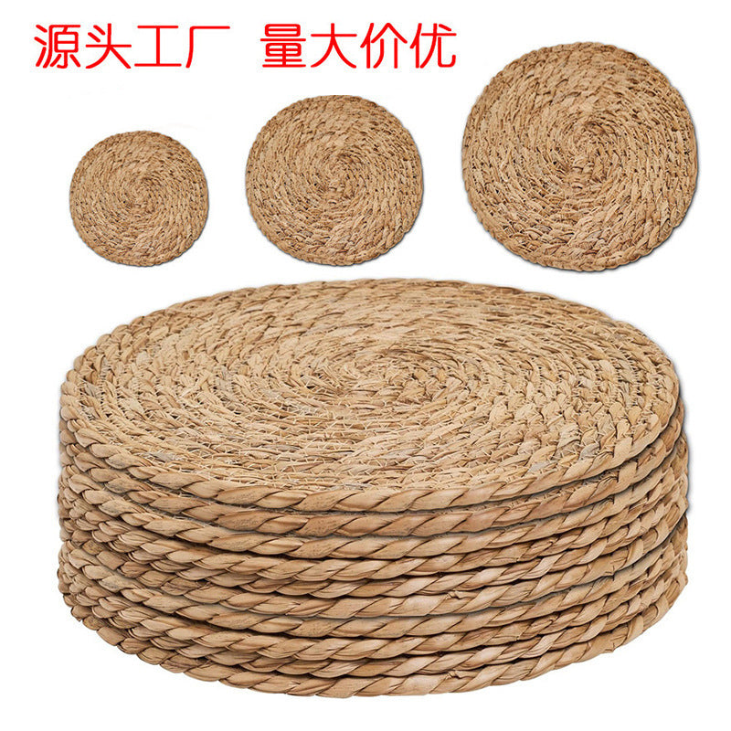 Nordic Seagrass Woven Non-Slip Coasters Kitchen Heat Insulation Mats Bowl Mats Thickened Western-Style Dining Mats Round Tea Tray Tea Set Mats - image 3