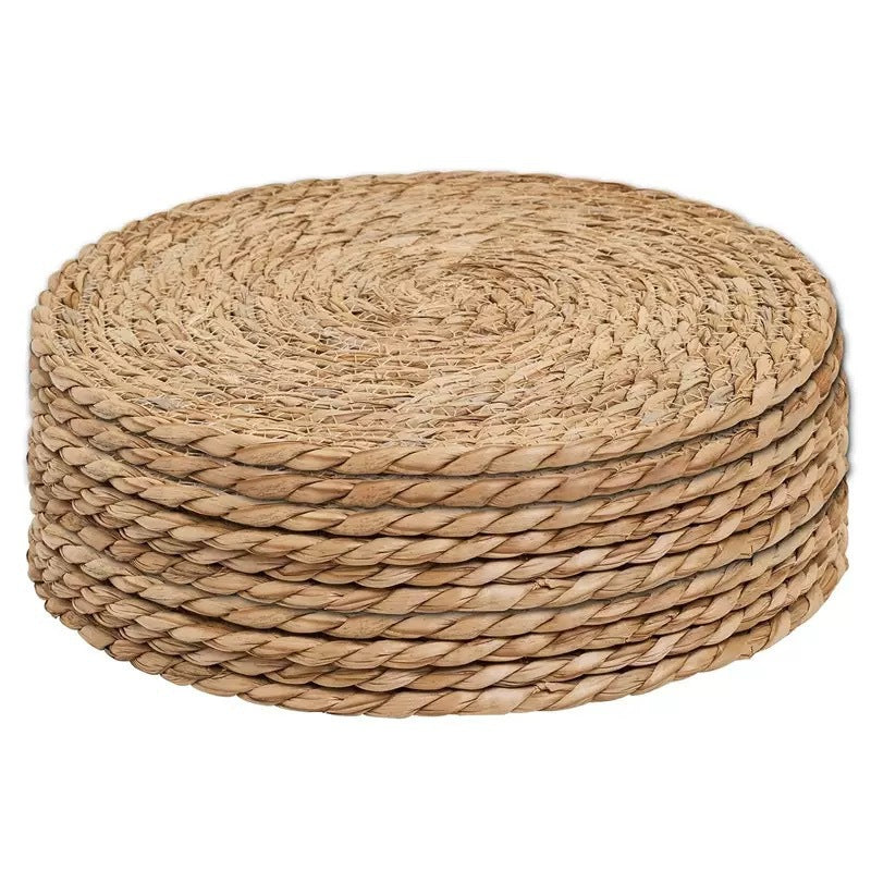 Nordic Seagrass Woven Non-Slip Coasters Kitchen Heat Insulation Mats Bowl Mats Thickened Western-Style Dining Mats Round Tea Tray Tea Set Mats - image 5