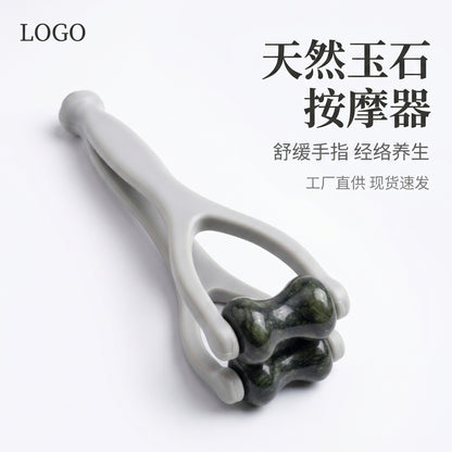 Jade Finger Massager for Hand Meridian Dredging, Thinning, and Lengthening; Finger Scraping Tool; Natural Roller Massage Clip - image 2