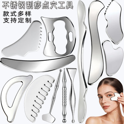 In-Stock Stainless Steel Fascia Knife Scraping Board Meridian Acupoint Stick Massage Tool for Full Body Shoulder and Neck Muscle Point Massage - image 1