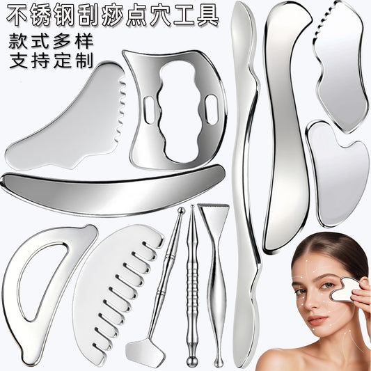 In-Stock Stainless Steel Fascia Knife Scraping Board Meridian Acupoint Stick Massage Tool for Full Body Shoulder and Neck Muscle Point Massage - image 1