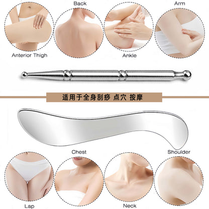 In-Stock Stainless Steel Fascia Knife Scraping Board Meridian Acupoint Stick Massage Tool for Full Body Shoulder and Neck Muscle Point Massage - image 3