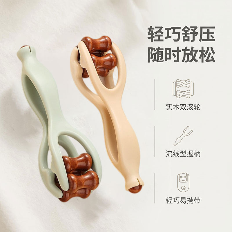 New Model Solid Wood Finger Massager for Hand Acupoint Joints, Dual Roller Massage Tool, Multifunctional Meridian Instrument - image 1