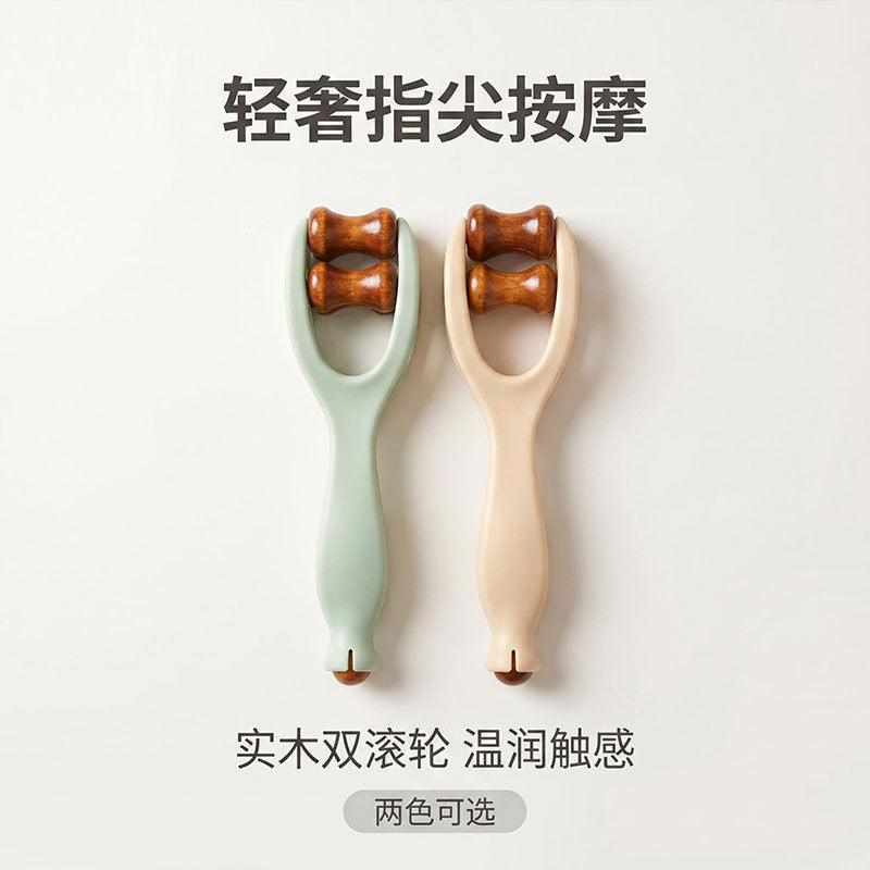 New Model Solid Wood Finger Massager for Hand Acupoint Joints, Dual Roller Massage Tool, Multifunctional Meridian Instrument - image 4