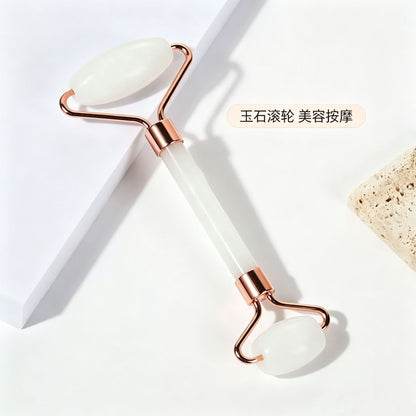 Factory Direct Sales of Natural Jade Double-Headed Roller Massager, Facial Gua Sha Massage Stick Set - image 4