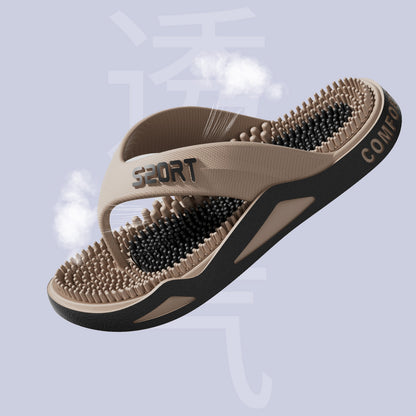 Men's Large Size Fashion Flat Slippers for Home and Leisure, Massage Flip-Flops for Outdoor Wear, Beach Shoes - image 2
