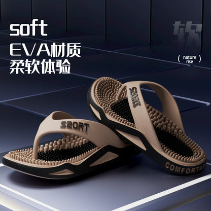 Men's Large Size Fashion Flat Slippers for Home and Leisure, Massage Flip-Flops for Outdoor Wear, Beach Shoes - image 4