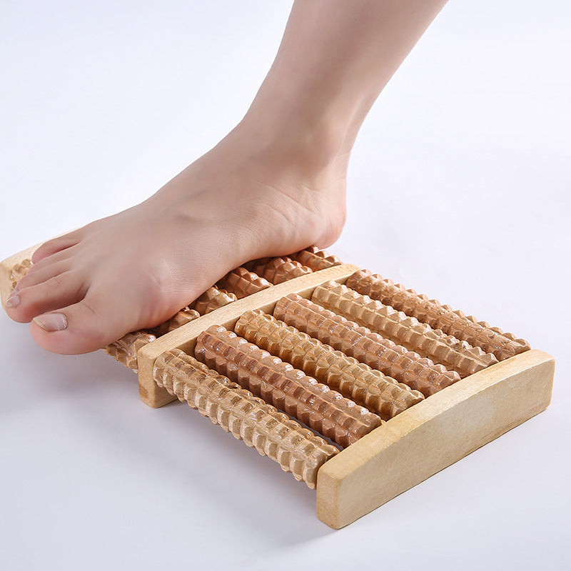 In-stock wooden five-row foot massager roller type foot acupoint massager for feet and legs wholesale - image 4