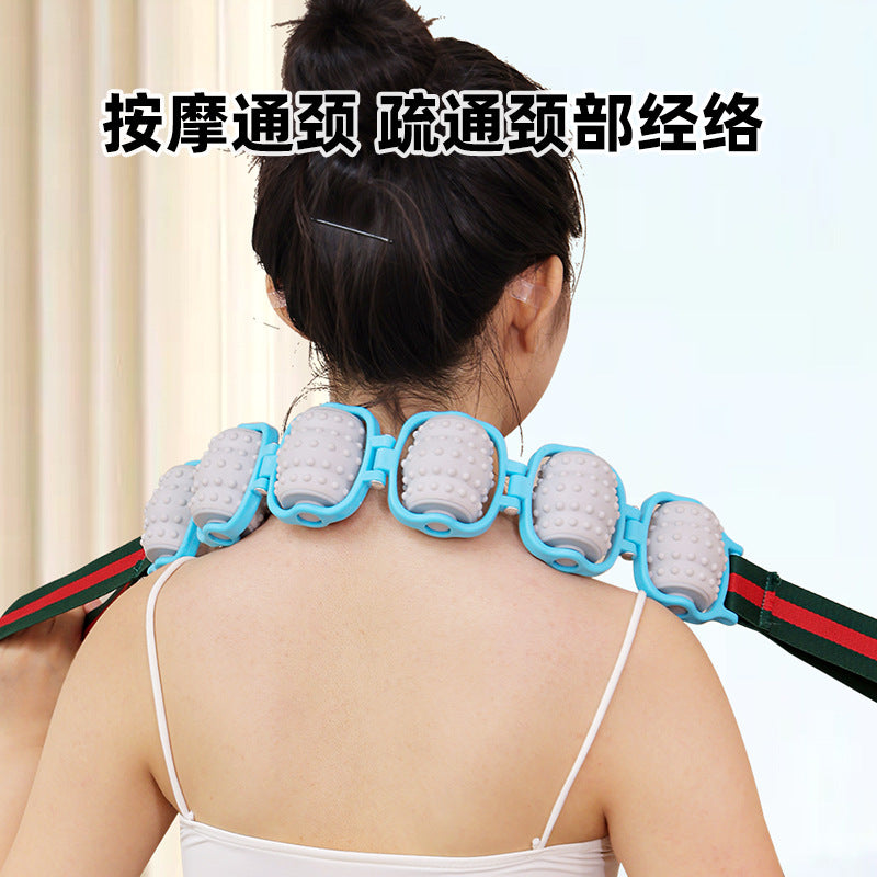 Multifunctional roller back massager, manual waist and neck massager, self-use back stretching tool - image 1