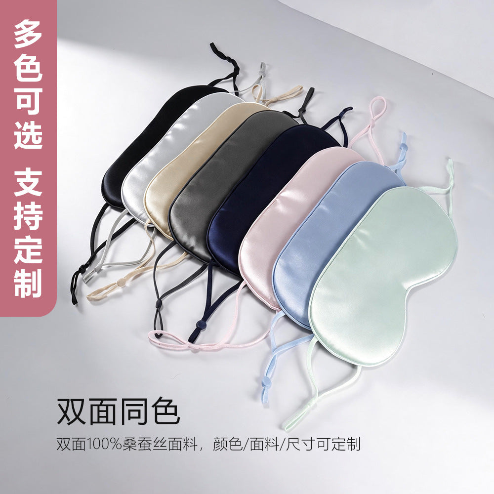 Silk eye mask for light blocking sleep, ear-hanging mulberry silk aviation sleeping mask, can be embroidered, available for wholesale - image 4